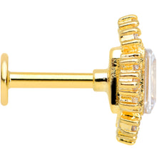 16G 1/4 Clear Gem Gold Tone Regal Rectangle Labret Monroe Tragus