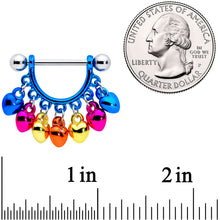 14G 9/16 Bulb Mardi Gras Dangle Nipple Shield Set
