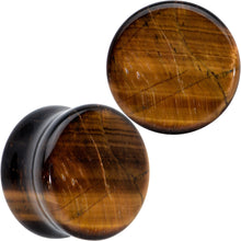 Natural Brown Tiger Eye Stone Double Flare Plug Set