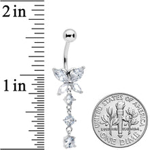 Clear CZ Gem Open Wing Butterfly Dangle Belly Ring