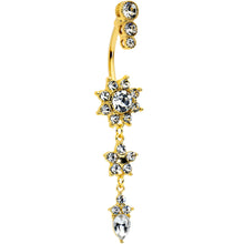 Clear Gem Gold Tone Triple Drop Star Dangle Belly Ring