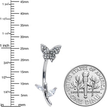 Clear Gem Branch Butterfly Top Mount Belly Ring