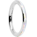 16G 5/16 White Synthetic Opal Forward Facing Hinged Segment Ring