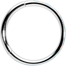 16G 3/8 White Synthetic Opal Forward Facing Hinged Segment Ring