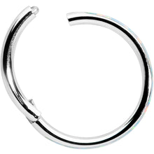 16G 3/8 White Synthetic Opal Forward Facing Hinged Segment Ring