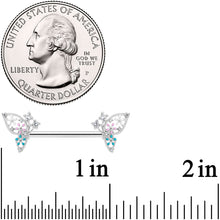 14G 9/16 Clear CZ Gem Abstract Butterfly Barbell Nipple Ring Set