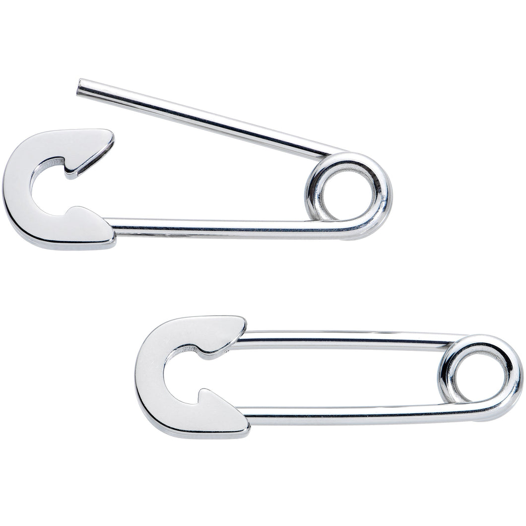14G 3/4 Punk Rock Safety Pin Barbell Nipple Ring Set