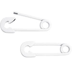 14G 3/4 White Matte Punk Rock Safety Pin Barbell Nipple Ring Set
