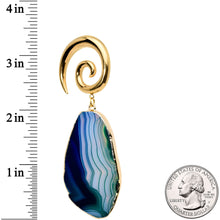 2G Gold Tone Blue Marble Onyx Stone Spiral Taper Ear Weights