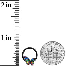 16G 3/8 Black Rainbow Pride Butterfly Hinged Segment Ring