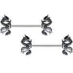 14G 9/16 Regal Medieval Dragon Barbell Nipple Ring Set