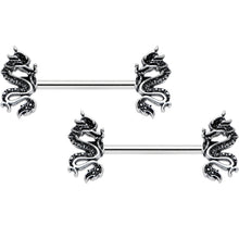 14G 9/16 Regal Medieval Dragon Barbell Nipple Ring Set