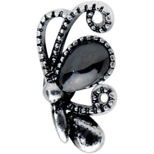 16G 1/4 Black Gem Abstract Bow Cartilage Tragus Earring