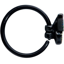 20G 5/16 Black Rainbow Pride Butterfly Nose Hoop