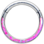 16G 5/16 Pink Synthetic Opal Bottom Curve Hinged Segment Ring