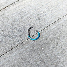 16G 3/8 Aqua Synthetic Opal Bottom Curve Hinged Segment Ring