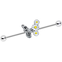 14G Clear Gem Butterfly Daisy Flowers Industrial Barbell 38mm