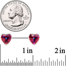 14G 9/16 Red CZ Gem Heart Love Valentine Barbell Nipple Ring Set