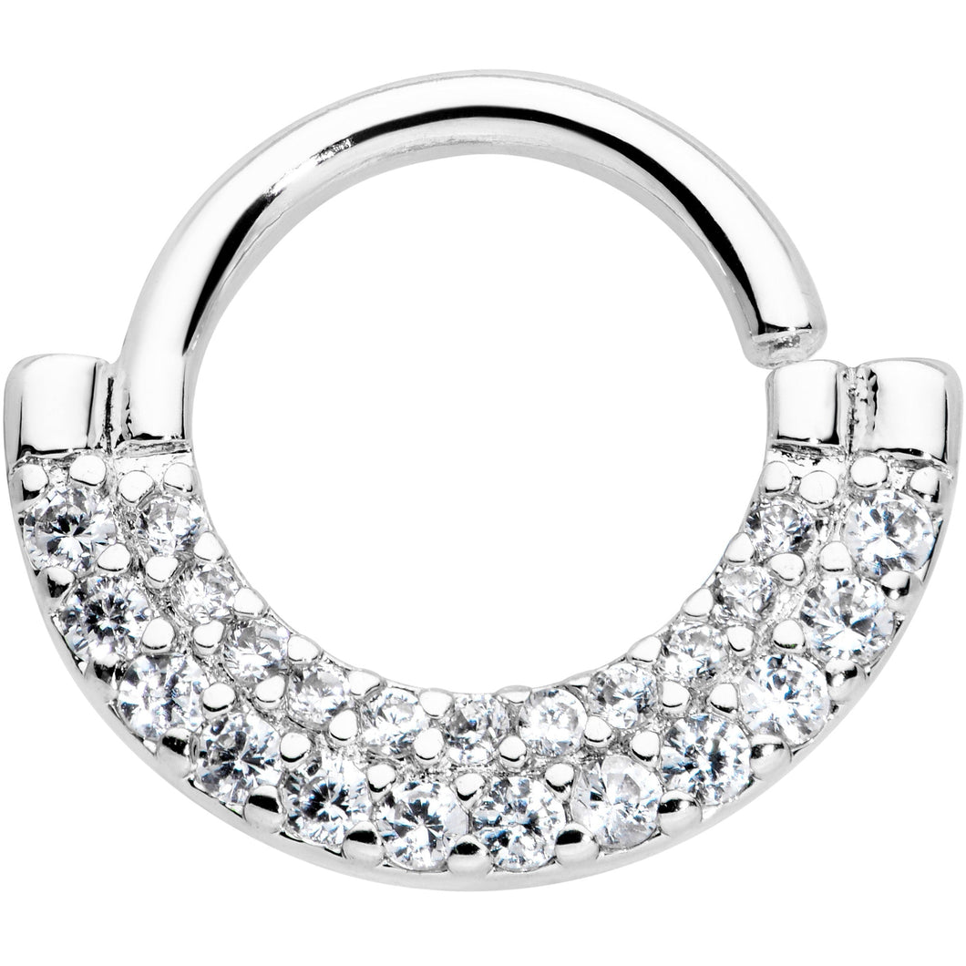 16G 5/16 Clear CZ Gem Double Drama Closure Ring