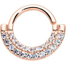 16G 5/16 Clear CZ Gem Rose Gold Tone Double Drama Closure Ring