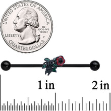 14G Black Skeleton Flower Halloween Industrial Barbell 38mm