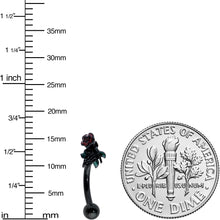 16G 5/16 Black Skeleton Flower Halloween Curved Eyebrow Ring