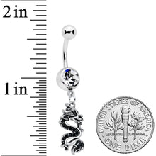 Clear Gem Regal Medieval Dragon Dangle Belly Ring