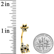 Clear Black Gem Gold Tone Decadent Deer Belly Ring