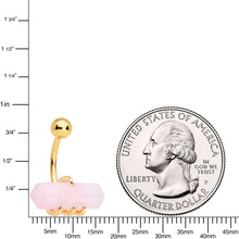 Pink Rose Quartz Stone Gold Tone Claw Belly Ring