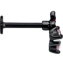 16G 5/16 Pink Gem Black Fanciful Flower Labret Monroe Tragus