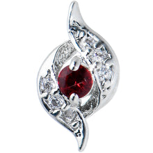 20G 1/4 Clear Red Gem Swirling Oval Nose Bone