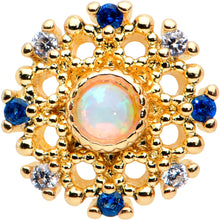 16G 1/4 White Synthetic Opal Gold Tone Sun Labret Monroe Tragus