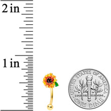 16G 5/16 Gold Tone Summer Sunflower Curved Eyebrow Ring