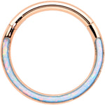 16G 3/8 Synth Opal Rose Gold Tone Bottom Curve Hinge Segment Ring