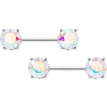 14G 9/16 Aurora Gem Simply Elegant Barbell Nipple Ring Set
