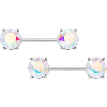 14G 9/16 Aurora Gem Simply Elegant Barbell Nipple Ring Set