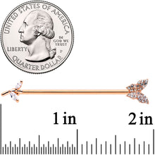 14G Clear CZ Gem Rose Gold Tone Butterfly Dazzle Industrial Barbell 38mm