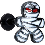 16G 5/16 Black Red Eye Mummy Halloween Labret Monroe Tragus