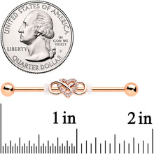 14G Clear CZ Gem Rosy Infinity Heart Industrial Barbell 38mm