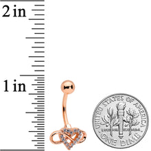 Clear Cubic Zirconia Gem Rose Gold Tone Infinity Heart Belly Ring