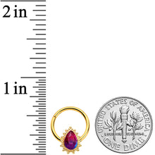 16G 3/8 Purple Tourmaline Gold Tone Drop Hinged Segment Ring