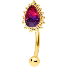 16G 5/16 Purple Tourmaline Gold Tone Drop Curved Eyebrow Ring