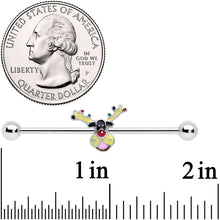 14G Colorful Reindeer Christmas Industrial Barbell 38mm