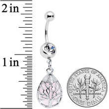 Rose Quartz Drop Tree Dangle Belly Ring