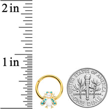 16G 3/8 White Gem Gold Tone Snow Bug Hinged Segment Ring