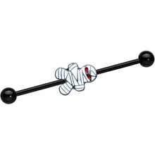 14G Black Red Eyed Mummy Halloween Industrial Barbell 38mm