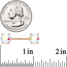 14G 9/16 Clear Gem Rose Gold Tone Simply Elegant Nipple Ring Set