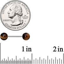 14G 1/2 Elegant Brown Tiger Eye Barbell Nipple Ring Set