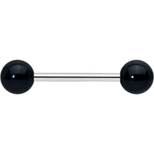 Elegant Black Agate Barbell Tongue Ring