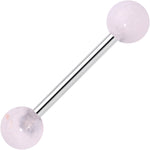 Elegant Pink Rose Quartz Barbell Tongue Ring